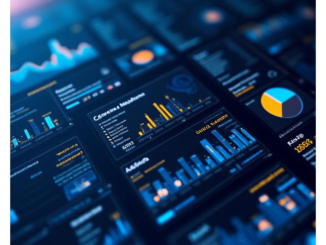 Oyun analizleri gösterge tablosu: Oyuncu metrikleri, gelir verileri, aktif kullanıcı sayısı ve oynanış istatistiklerini gösteren karmaşık grafikler ve infografikler.