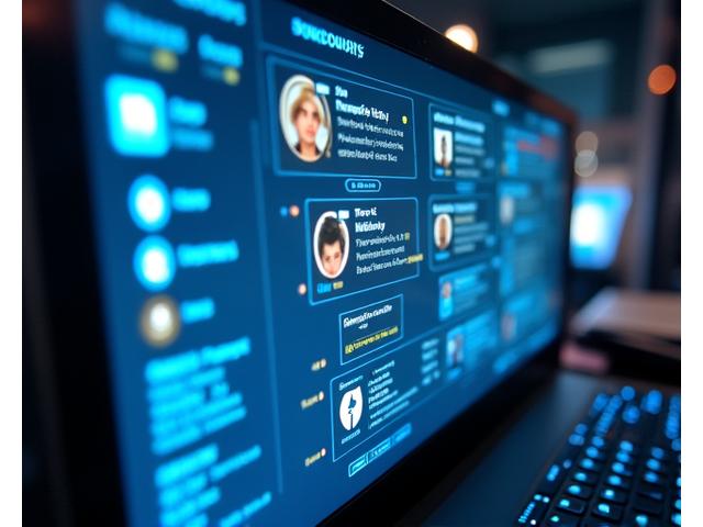 Oyun topluluğu etkileşim gösterge tablosu: Canlı sohbet akışları, sosyal medya istatistikleri ve oyuncu geri bildirimleri özetini gösteren dijital bir arayüz.