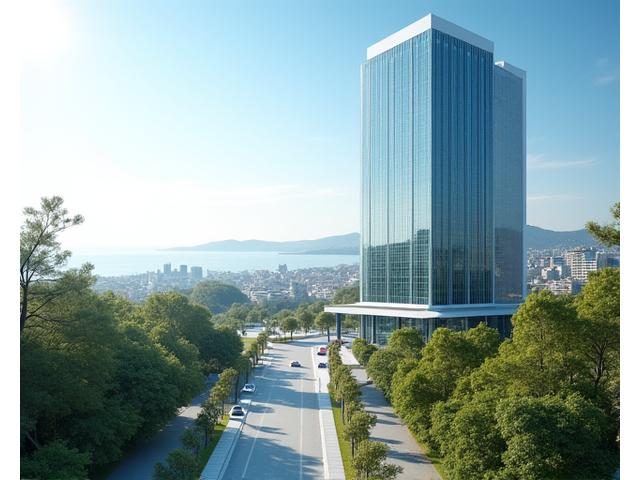Antalya siluetinde modern ofis binası ve yerel teknoloji ekosistemi