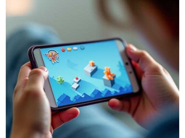 Mobil cihaz ekranında oynanabilir bir oyun prototipi, genç bir kullanıcı tarafından test ediliyor.